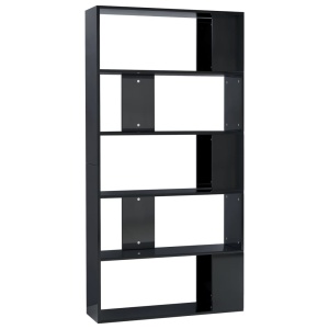 Bibliotecă/Separator cameră, negru lucios, 80x24x159 cm, PAL - Img 2
