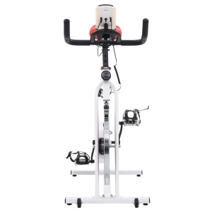 Bicicletă fitness, centrifugă, cu senzori puls, alb și roșu - Img 4