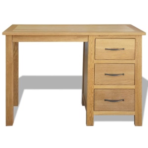 Birou cu 3 sertare, 106 x 40 x 75 cm, lemn masiv de stejar - Img 2