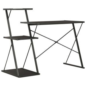 Birou cu raft, negru, 116 x 50 x 93 cm - Img 4