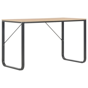 Birou de calculator, negru și stejar, 120 x 60 x 73 cm - Img 2