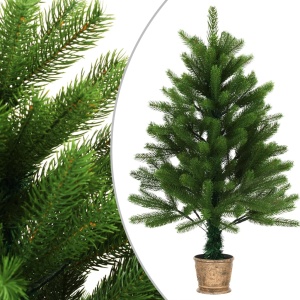 Brad de Crăciun artificial, ace cu aspect natural 90 cm, verde