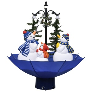 Brad de Crăciun cu ninsoare și bază umbrelă albastru 75 cm PVC - Img 2