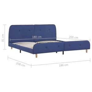 Cadru de pat, albastru, 180 x 200 cm, material textil - Img 5