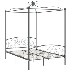 Cadru de pat cu baldachin, gri, 140 x 200 cm, metal - Img 2