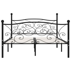Cadru de pat cu bază din șipci, negru, 120 x 200 cm, metal - Img 3