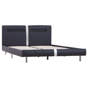 Cadru de pat cu LED, negru, 140 x 200 cm, piele artificială - Img 3