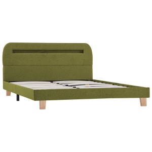 Cadru de pat cu LED-uri, verde, 140 x 200 cm, material textil - Img 3