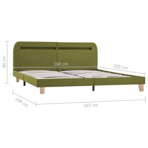 Cadru de pat cu LED-uri, verde, 160 x 200 cm, material textil - Img 7