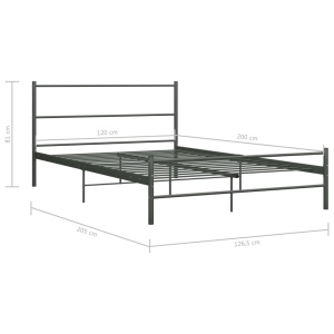 Cadru de pat, gri, 120 x 200 cm, metal - Img 6