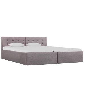 Cadru de pat hidraulic cu ladă, gri taupe, 160 x 200 cm, textil