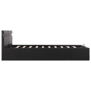 Cadru de pat hidraulic cu ladă LED negru 180 x 200 cm piele eco - Img 5