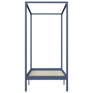 Cadru pat cu baldachin, gri, 90x200 cm, lemn masiv de pin - Img 4