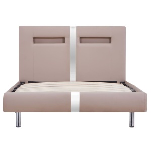 Cadru pat cu LED, cappuccino, 90x200 cm, piele artificială - Img 4