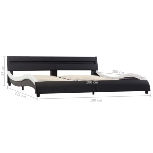 Cadru pat cu LED, negru și alb, 180 x 200 cm, piele ecologică - Img 9