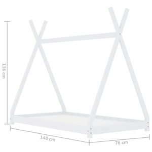 Cadru pat de copii, alb, 70 x 140 cm, lemn masiv de pin - Img 6