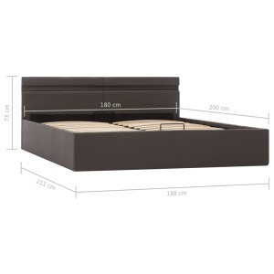 Cadru pat hidraulic cu ladă LED gri 180x200 cm piele ecologică - Img 11
