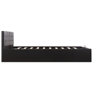 Cadru pat hidraulic cu ladă, negru, 180x200 cm, piele ecologică - Img 4