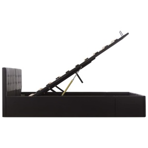 Cadru pat hidraulic cu ladă, negru, 180x200 cm, piele ecologică - Img 5