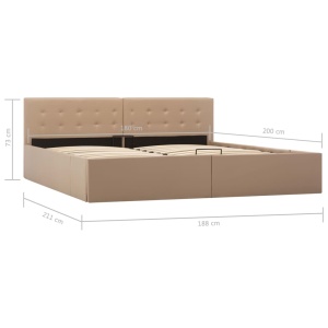 Cadru pat hidraulic, depozitare cappuccino 180x200 cm piele eco - Img 9