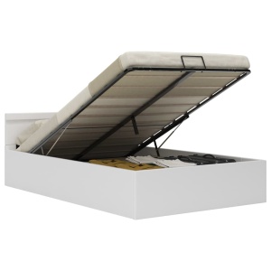 Cadru pat hidraulic ladă cu LED alb 140x200 cm piele ecologică - Img 2