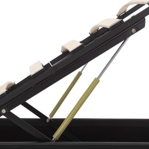 Cadru pat hidraulic ladă &amp; LED negru 100x200 cm piele ecologică - Img 7