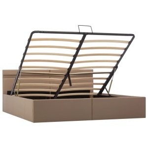 Cadru pat hidraulic LED cappuccino 160 x 200 cm piele ecologică - Img 3
