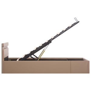 Cadru pat hidraulic LED cappuccino 90x200 cm piele ecologică - Img 6