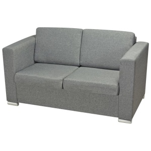 Canapea cu 2 locuri, gri deschis, material textil - Img 3