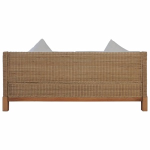 Canapea cu 3 locuri cu perne, culoarea naturală, ratan - Img 3