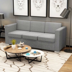 Canapea cu 3 locuri, gri deschis, material textil