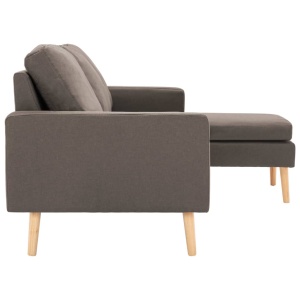 Canapea cu 3 locuri și taburet, gri taupe, material textil - Img 4
