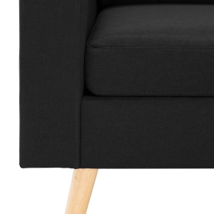 Canapea cu 3 locuri și taburet, negru, material textil - Img 5