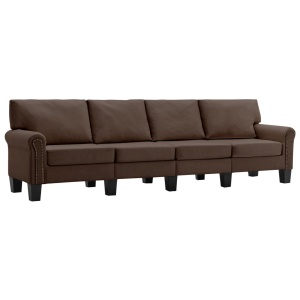 Canapea cu 4 locuri, maro, material textil - Img 2