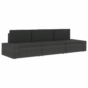 Canapea de colț modulară cu cotieră stânga, gri, poliratan - Img 11