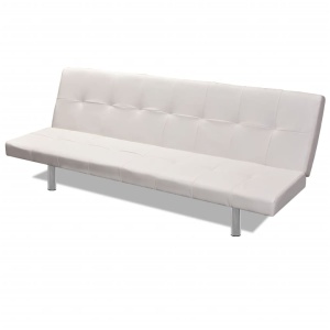 Canapea extensibilă 2 perne, piele artificială, reglabil, crem - Img 5