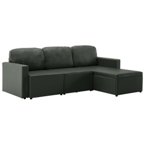 Canapea extensibilă modulară, 3 locuri, gri, piele ecologică - Img 2
