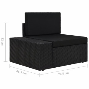 Canapea modulară cu 2 locuri, negru, poliratan - Img 7