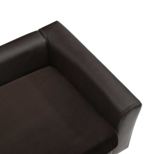 Canapea pentru câini, maro, 60x43x30 cm, pluș & piele ecologică - Img 6