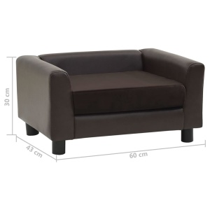 Canapea pentru câini, maro, 60x43x30 cm, pluș & piele ecologică - Img 9