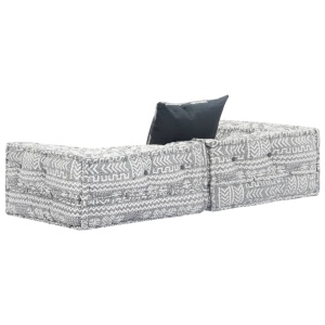 Canapea puf modulară cu 2 locuri, gri deschis, material textil - Img 3
