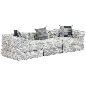 Canapea puf modulară cu 3 locuri, gri deschis, material textil - Img 10