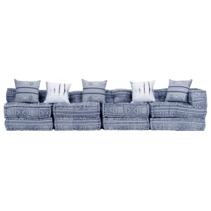 Canapea puf modulară cu 4 locuri, indigo, material textil - Img 4
