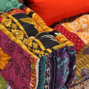 Canapea puf modulară cu 4 locuri, petice, material textil - Img 2
