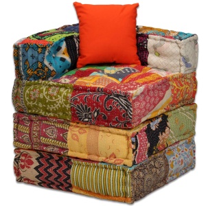 Canapea puf modulară cu 4 locuri, petice, material textil - Img 5