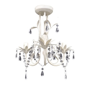 Candelabre suspendate de plafon cu cristale 2 buc. alb elegant - Img 4