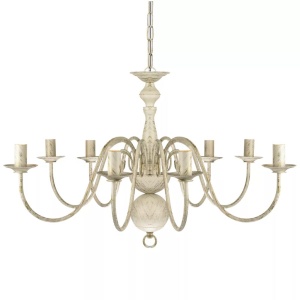 Candelabru alb de metal in stil antic 8 x becuri E14 - Img 4