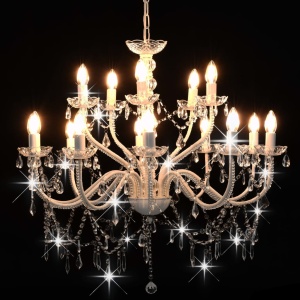 Candelabru cu 2 rânduri, alb, becuri 15 x E14 - Img 2