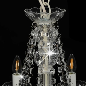 Candelabru cu mărgele, alb, 12 becuri E14 - Img 4