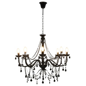 Candelabru cu mărgele, negru, 8 becuri E14 - Img 3